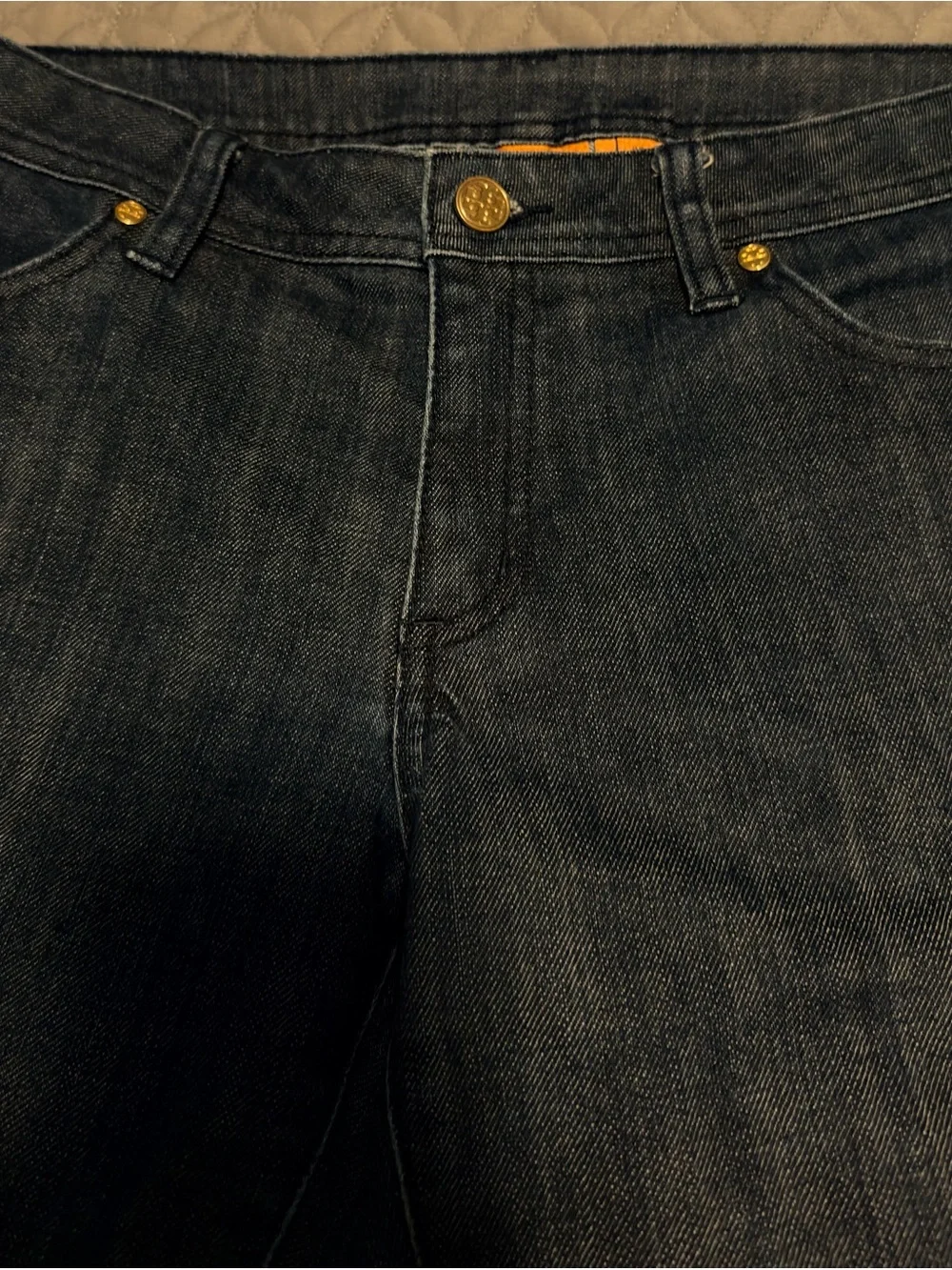 Tory Burch Indigo Straight-Leg Women's Jeans with Logo Accent